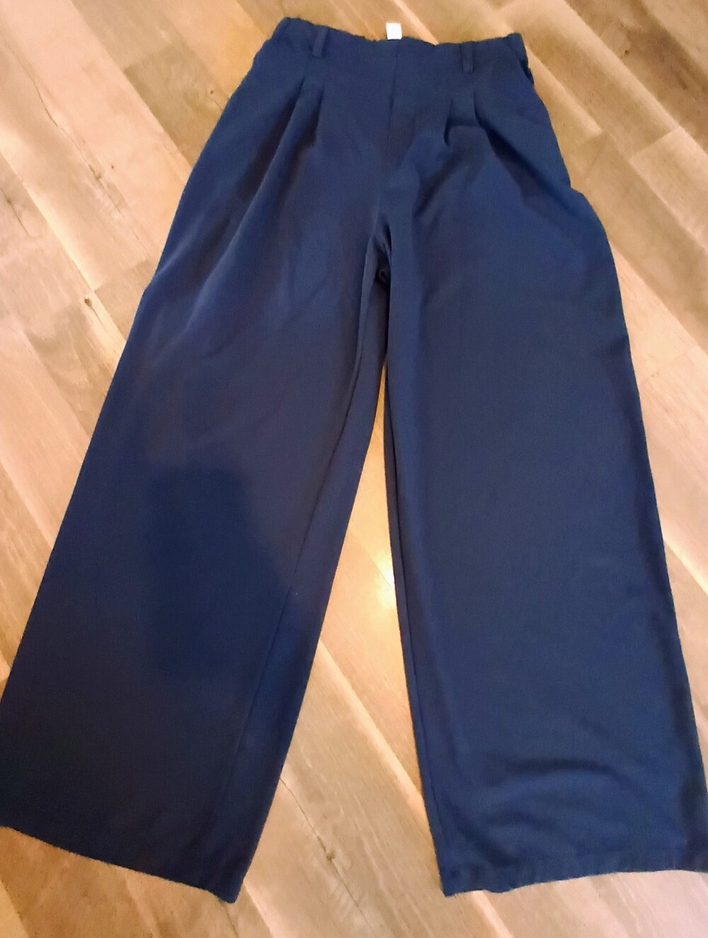 Halara Micro Waffle Wide Leg Trouser Pants Navy Blue L Tall